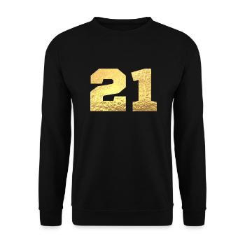 Number 21 Gold Glitter - 21st Anniversary - Unisex Sweatshirt - black - Front - Alina (178cm) & Michal (187cm)