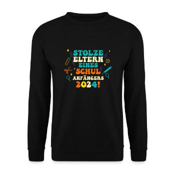 Eltern Schulkind Grundschule Erste Klasse Einschul - Unisex Pullover - Schwarz - Vorne - Alina (178cm) & Michal (187cm)