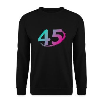 Nummer 45 mehrfarbig - Unisex Pullover - Schwarz - Vorne - Alina (178cm) & Michal (187cm)