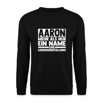 Vorname Aaron - Unisex Pullover - Schwarz - Vorne - Alina (178cm) & Michal (187cm)