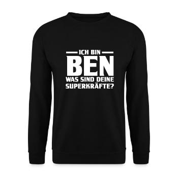 Vorname Ben - Unisex Pullover - Schwarz - Vorne - Alina (178cm) & Michal (187cm)