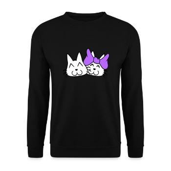 2 chats couple femme homme deux couples Saint-Valentin - Sweat-shirt Unisexe - noir - Devant - Alina (178cm) & Michal (187cm)