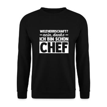 Teamleiter Chef Abschied - Unisex Pullover - Schwarz - Vorne - Alina (178cm) & Michal (187cm)