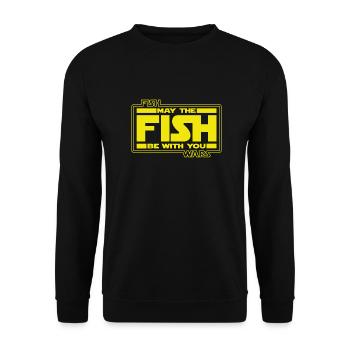 May the Fish be with YOU! (gelb/gelb) - Unisex Pullover - Schwarz - Vorne - Alina (178cm) & Michal (187cm)