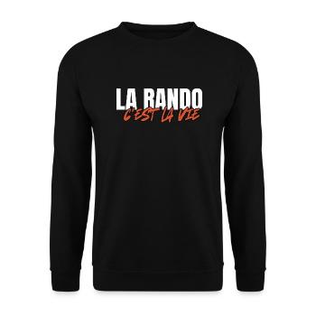 Wandern ist Leben. Humor, Leidenschaft, Wandern - Unisex Pullover - Schwarz - Vorne - Alina (178cm) & Michal (187cm)
