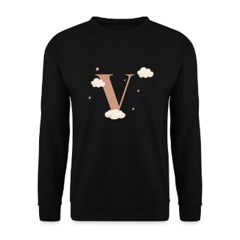 Lettre v nuages étoiles - Sweat-shirt Unisexe - noir - Devant - Alina (178cm) & Michal (187cm)