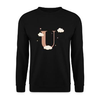 Lettre u nuages étoiles - Sweat-shirt Unisexe - noir - Devant - Alina (178cm) & Michal (187cm)
