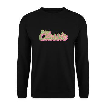 Classic Schriftzug | Farben änderbar - Unisex Pullover - Schwarz - Vorne - Alina (178cm) & Michal (187cm)