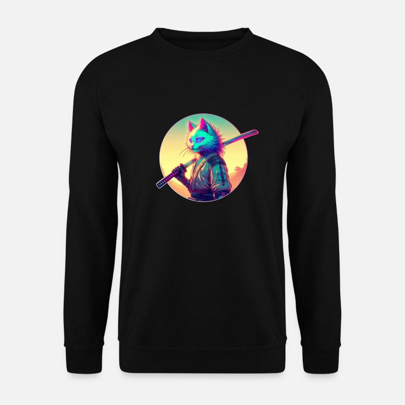 Cyberpunk Chat Samouraï Anime - Sweat-shirt Unisexe - noir