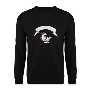 Biker sheep with banner - Unisex Sweatshirt - black - Front - Alina (178cm) & Michal (187cm)
