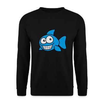 grin_fish_3c - Unisex Pullover - Schwarz - Vorne - Alina (178cm) & Michal (187cm)