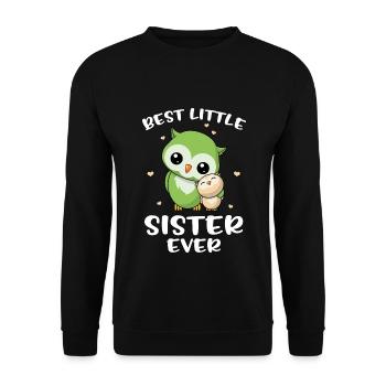 Best Little Sister Ever - Kleine Eulen Schwester - Unisex Pullover - Schwarz - Vorne - Alina (178cm) & Michal (187cm)