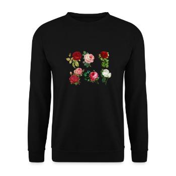 Roses peintes - Sweat-shirt Unisexe - noir - Devant - Alina (178cm) & Michal (187cm)