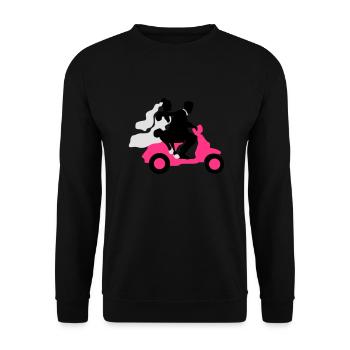 Hochzeit Motorroller Flitterwochen 09_2016 - Unisex Pullover - Schwarz - Vorne - Alina (178cm) & Michal (187cm)