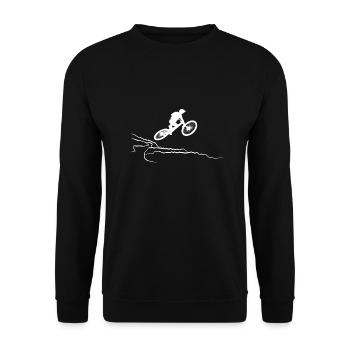 Mountainbike in the mountains MTB downhill. bmx - Unisex Sweatshirt - black - Front - Alina (178cm) & Michal (187cm)