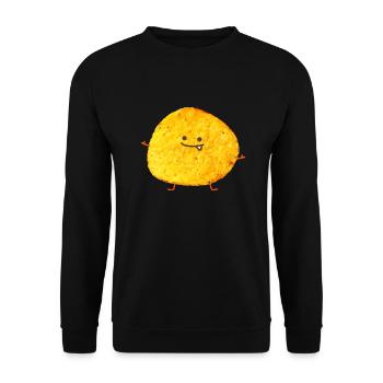 Lustiger Chips - Unisex Pullover - Schwarz - Vorne - Alina (178cm) & Michal (187cm)