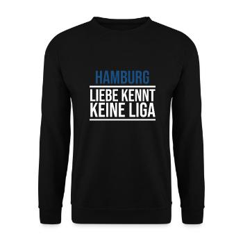 Hamburg Fußball Liebe kennt keine Liga - Unisex Pullover - Schwarz - Vorne - Alina (178cm) & Michal (187cm)