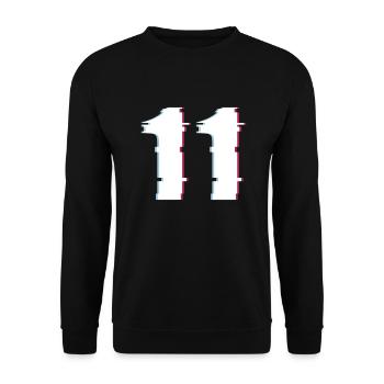 11 Eleven Eleven Number Effect Distorted Number - Unisex Sweatshirt - black - Front - Alina (178cm) & Michal (187cm)