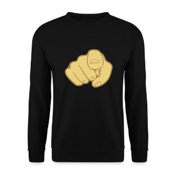 Hand finger pointing - Unisex Sweatshirt - black - Front - Alina (178cm) & Michal (187cm)