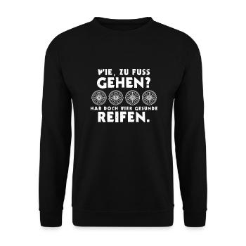 Gehen? Reifen Auto Geschenk für Autoliebhaber - Unisex Pullover - Schwarz - Vorne - Alina (178cm) & Michal (187cm)