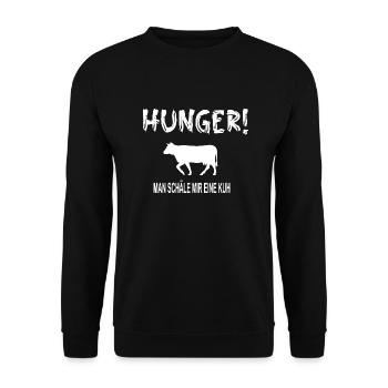 Hunger! Man schäle mir eine Kuh! - Unisex Pullover - Schwarz - Vorne - Alina (178cm) & Michal (187cm)