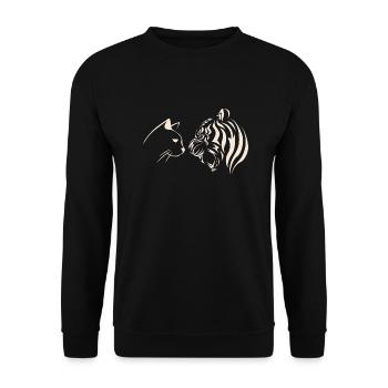 chat vs tigre - Sweat-shirt Unisexe - noir - Devant - Alina (178cm) & Michal (187cm)