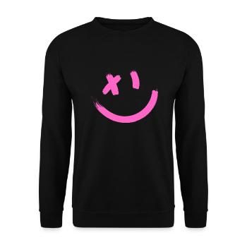 LÄCHELN SMILE UND ZWINKERN Geschenk-Idee Humor - Unisex Pullover - Schwarz - Vorne - Alina (178cm) & Michal (187cm)