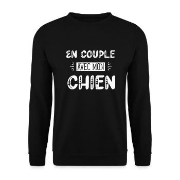 En couple avec mon chien cadeau humour célibat - Sweat-shirt Unisexe - noir - Devant - Alina (178cm) & Michal (187cm)
