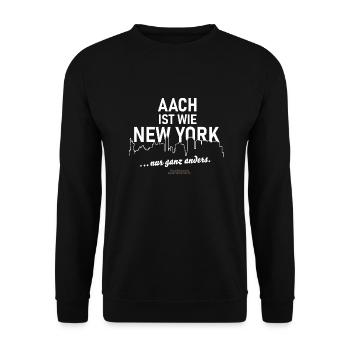 Aach ist wie New York ... nur ganz anders - Unisex Pullover - Schwarz - Vorne - Alina (178cm) & Michal (187cm)