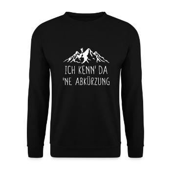 Ich Kenn Da Ne Abkürzung Wanderer Bergsteiger - Unisex Pullover - Schwarz - Vorne - Alina (178cm) & Michal (187cm)