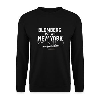 Blomberg ist wie New York - Unisex Pullover - Schwarz - Vorne - Alina (178cm) & Michal (187cm)