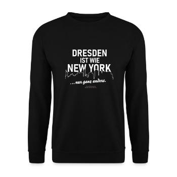 Dresden ist wie New York - Unisex Pullover - Schwarz - Vorne - Alina (178cm) & Michal (187cm)