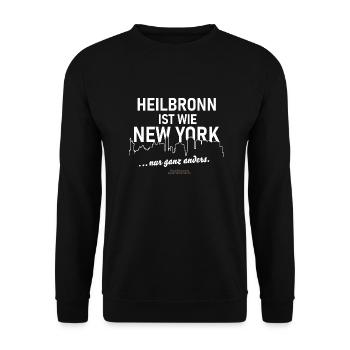 Heilbronn ist wie New York - Unisex Pullover - Schwarz - Vorne - Alina (178cm) & Michal (187cm)