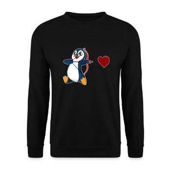 pingouin saint-valentin empereur manchot roi manchot - Sweat-shirt Unisexe - noir - Devant - Alina (178cm) & Michal (187cm)