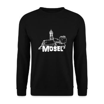 Mein Mosel Logo weiß - Unisex Pullover - Schwarz - Vorne - Alina (178cm) & Michal (187cm)