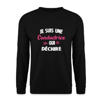 Je Suis Une Conductrice Qui Déchire - Sweat-shirt Unisexe - noir - Devant - Alina (178cm) & Michal (187cm)
