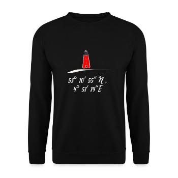 Lighthouse Texel Netherlands Coordinates - Unisex Sweatshirt - black - Front - Alina (178cm) & Michal (187cm)