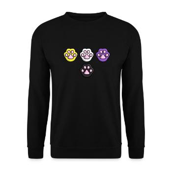 Süße Katze Pfote Nonbinary Flagge Fahne LGBTQ - Unisex Pullover - Schwarz - Vorne - Alina (178cm) & Michal (187cm)