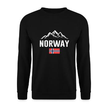 Norwegen Spruch Berg Berge Wandern - Unisex Pullover - Schwarz - Vorne - Alina (178cm) & Michal (187cm)