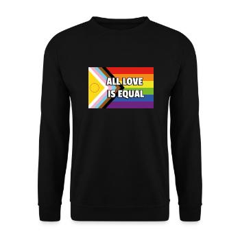 Inclusive Pride Progress Flag ALL LOVE IS EQUAL - Unisex Sweatshirt - black - Front - Alina (178cm) & Michal (187cm)