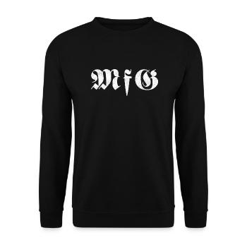 Mit freundlichen Grüßen - Unisex Pullover - Schwarz - Vorne - Alina (178cm) & Michal (187cm)