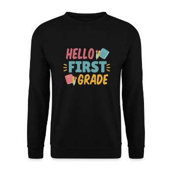 Hallo Erstklässler Hallo Erstklässler Geschenkinsp - Unisex Pullover - Schwarz - Vorne - Alina (178cm) & Michal (187cm)