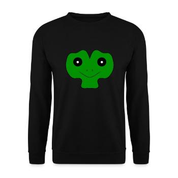 Lustiges Froschgesicht - Unisex Pullover - Schwarz - Vorne - Alina (178cm) & Michal (187cm)