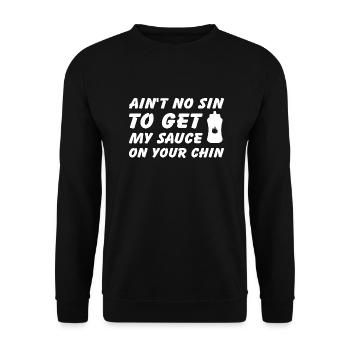 Pas de péché pour avoir ma sauce sur ton menton - Sweat-shirt Unisexe - noir - Devant - Alina (178cm) & Michal (187cm)