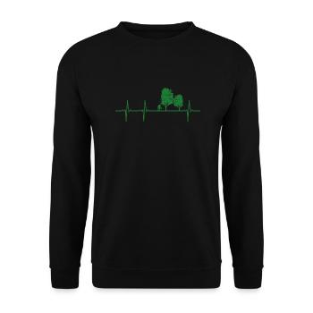 Wald Herzschlag Holzfäller Baum - Unisex Pullover - Schwarz - Vorne - Alina (178cm) & Michal (187cm)
