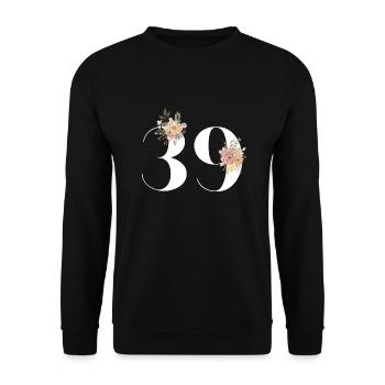 Blumen zum 39-jährigen Jubiläum (Geschenk von 39 Jahren) - Unisex Pullover - Schwarz - Vorne - Alina (178cm) & Michal (187cm)
