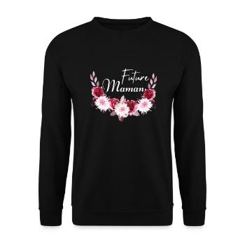 future maman idée cadeau - Sweat-shirt Unisexe - noir - Devant - Alina (178cm) & Michal (187cm)