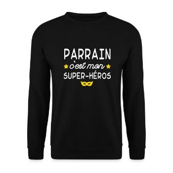 parrain mon super héros - Sweat-shirt Unisexe - noir - Devant - Alina (178cm) & Michal (187cm)