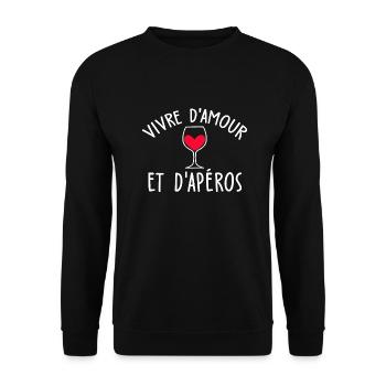 amour et apéro - Sweat-shirt Unisexe - noir - Devant - Alina (178cm) & Michal (187cm)