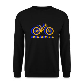 Mountainbike Downhill Fahrrad mtb orange Geschenk - Unisex Pullover - Schwarz - Vorne - Alina (178cm) & Michal (187cm)